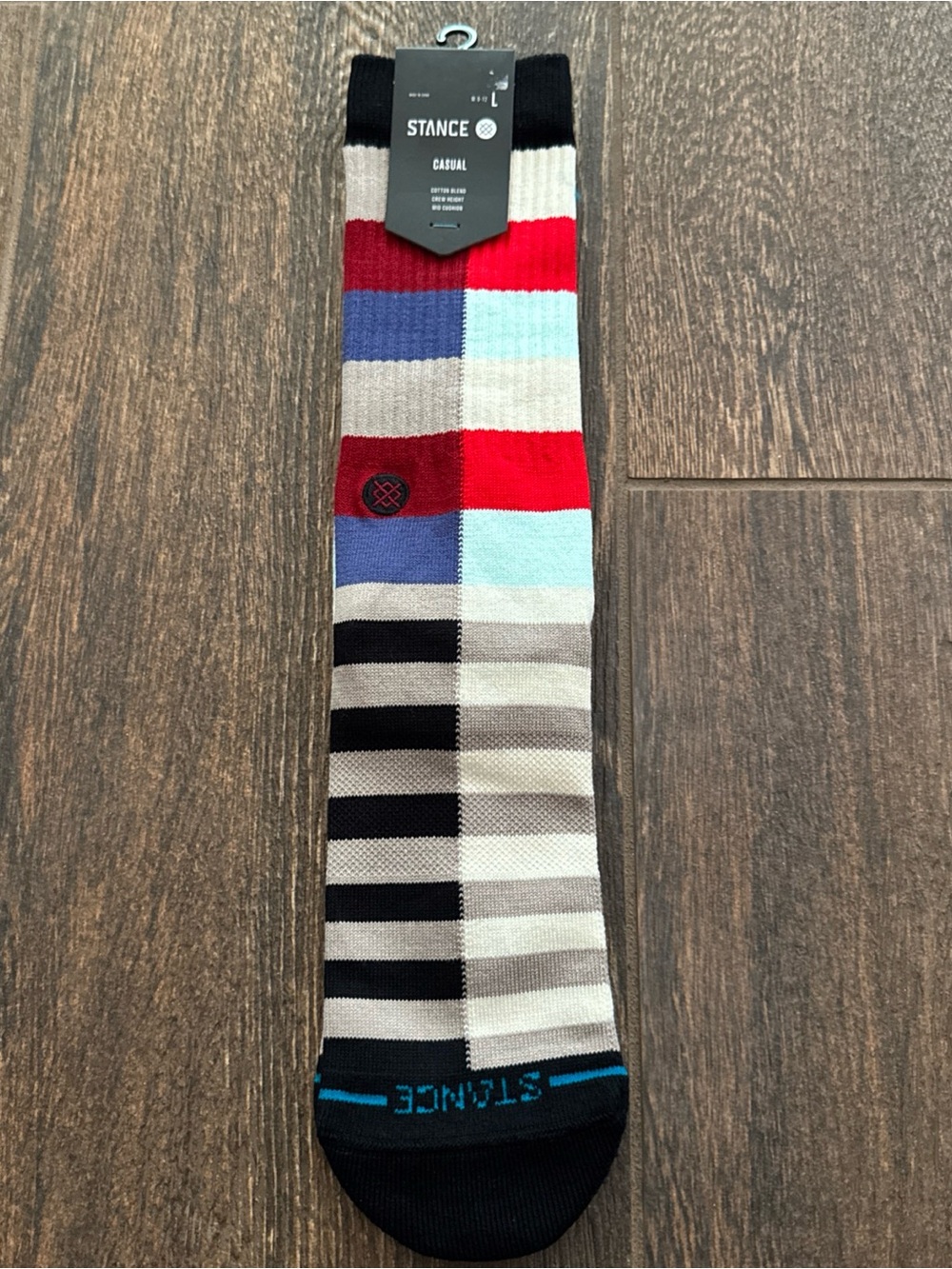 Stance Men’s Colorblock Crew Socks - Red, Blue, Black, Gray, Cream